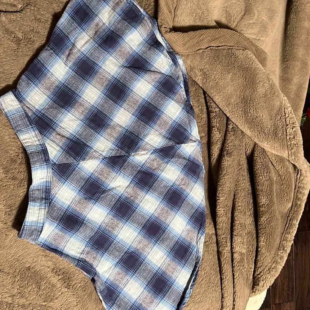 Blue/white plated skirt zip on side